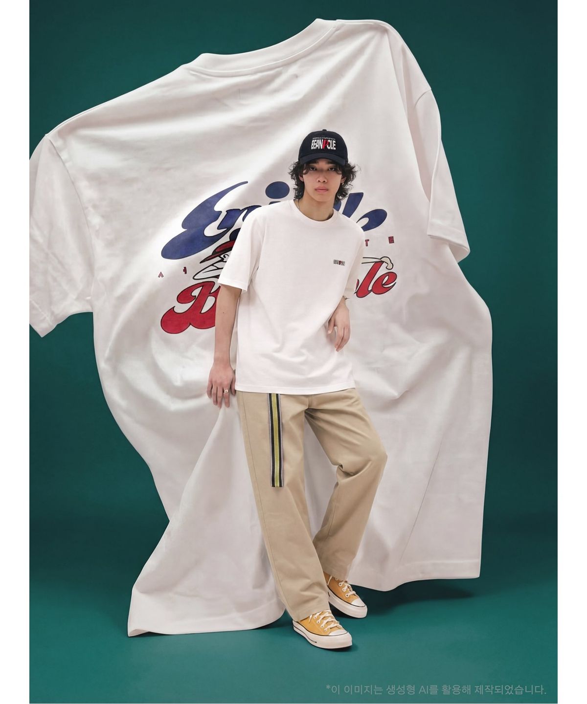 빈폴 멘(BEANPOLE MEN) PAPER PRESS X BEANPOLE 인조이 빈폴 백프린트 티셔츠 화이트