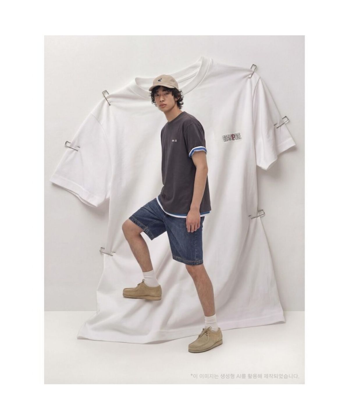 빈폴 멘(BEANPOLE MEN) PAPER PRESS X BEANPOLE 인조이 빈폴 백프린트 티셔츠  애쉬