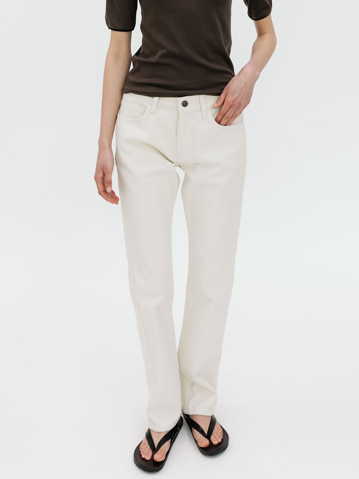 르비에르(LVIR) SLIM FIT COTTON PANTS (ECRU)