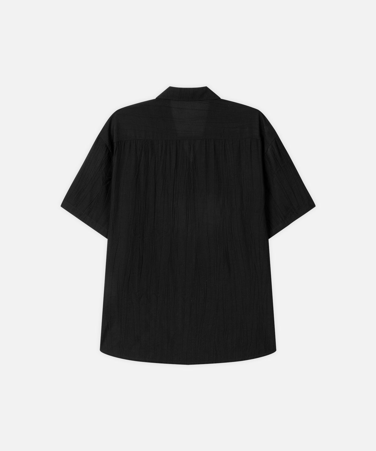 드로우핏(DRAW FIT) 시어 텍스쳐 오픈카라 하프 셔츠 [BLACK]