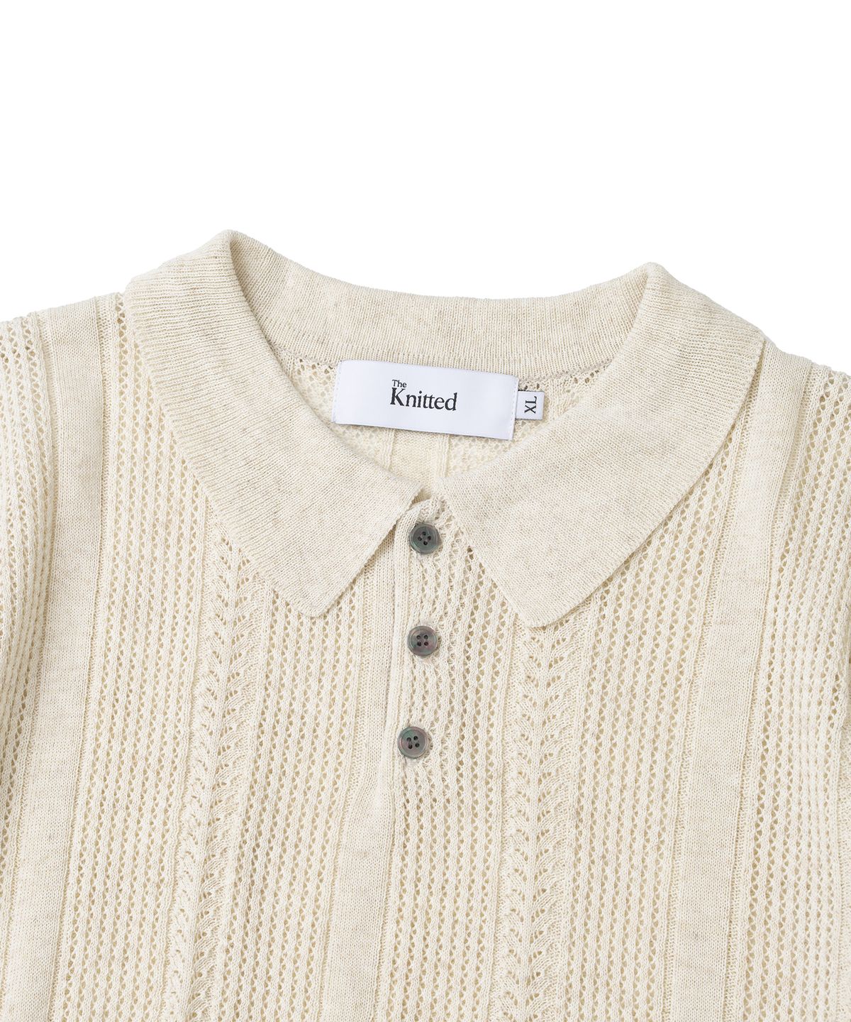 니티드(KNITTED) 린넨 스카시 카라 반팔 니트 LINEN