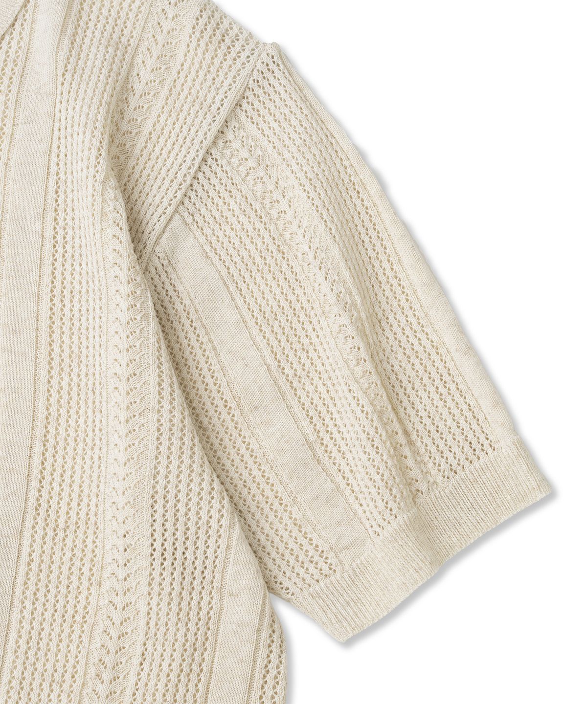 니티드(KNITTED) 린넨 스카시 카라 반팔 니트 LINEN