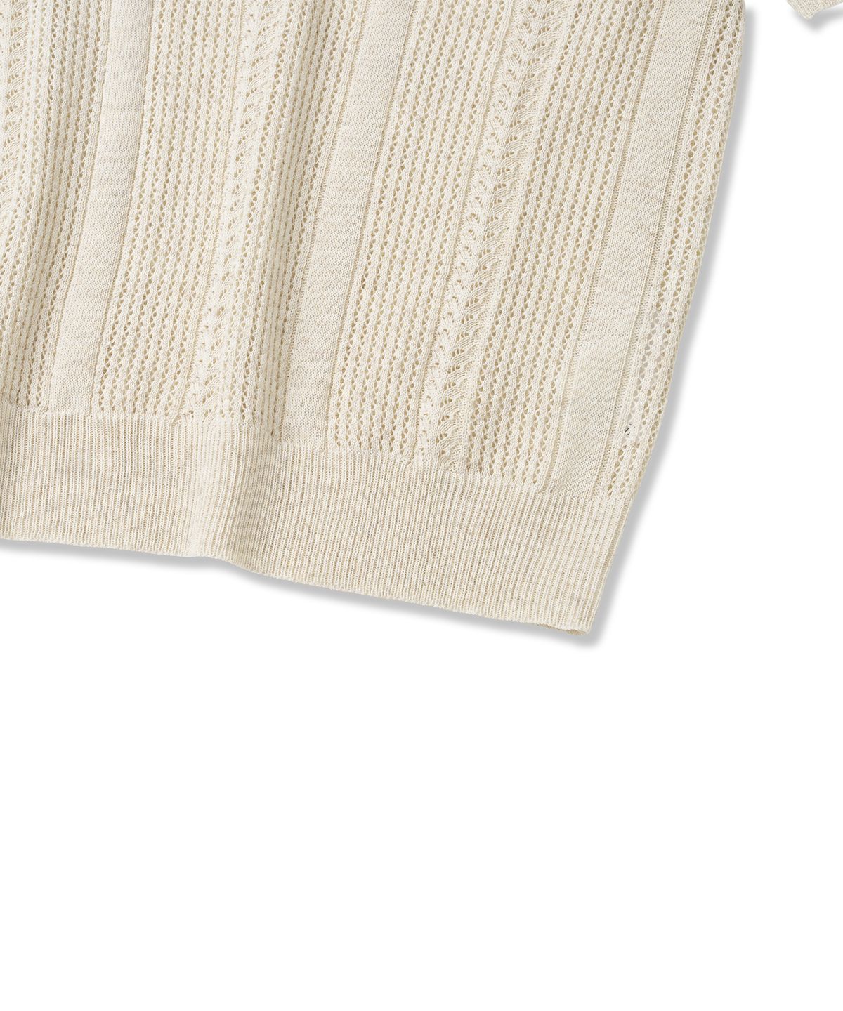 니티드(KNITTED) 린넨 스카시 카라 반팔 니트 LINEN