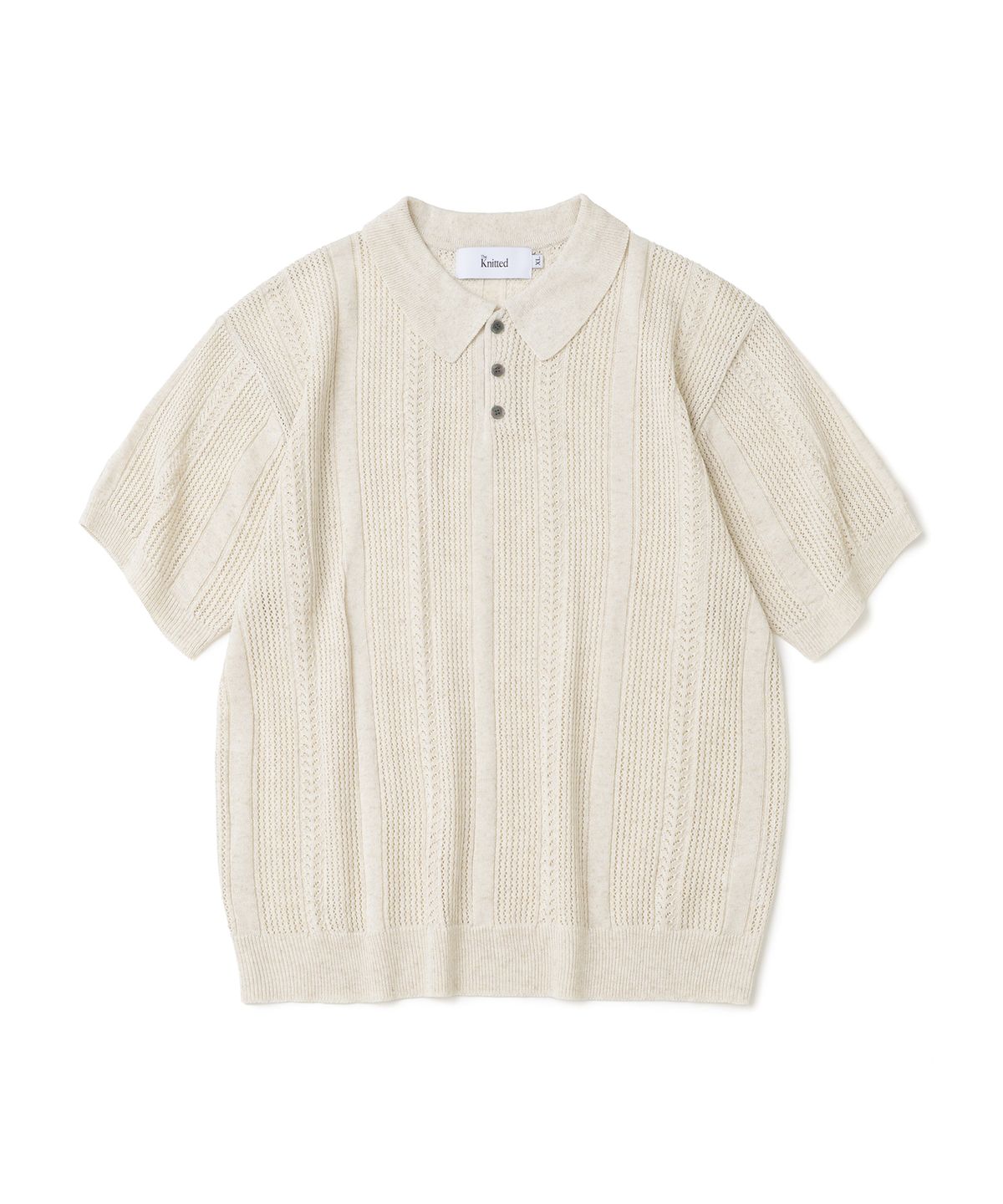 니티드(KNITTED) 린넨 스카시 카라 반팔 니트 LINEN