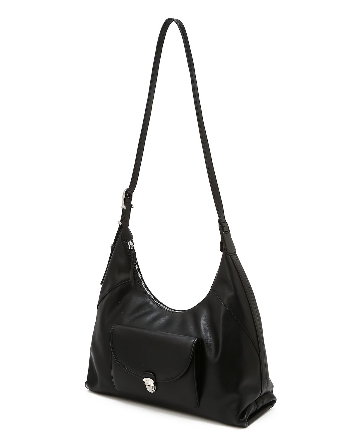 질스튜어트액세서리(JILLSTUART ACC) [LUNE] 룬 푸쉬락 장식 가죽 숄더 L 블랙