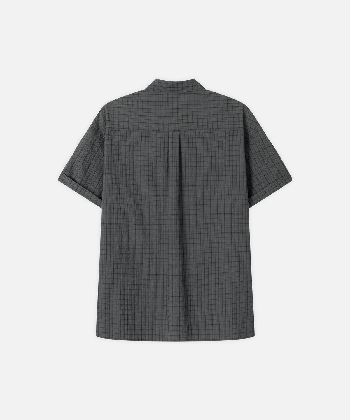 드로우핏(DRAW FIT) 시어서커 체크 롤업 하프 셔츠 [GREY]