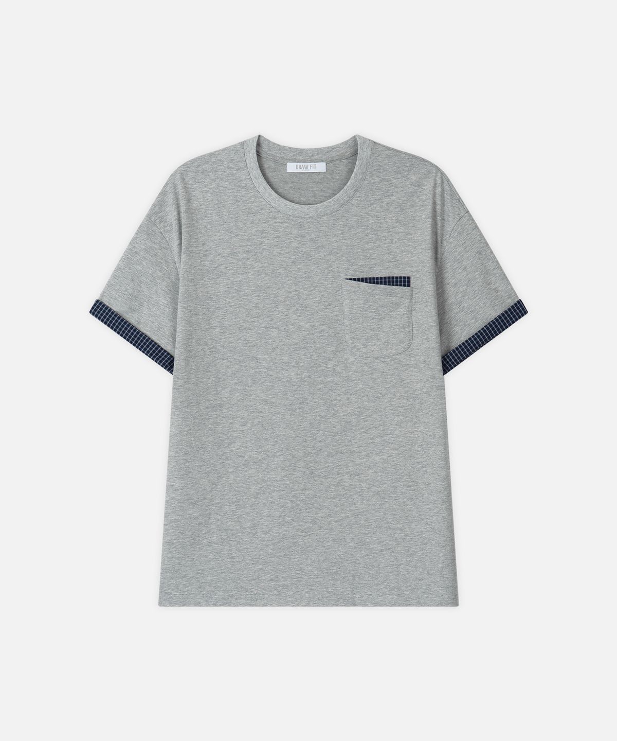 드로우핏(DRAW FIT) 롤업 체크 하프 티셔츠 [M.GREY]