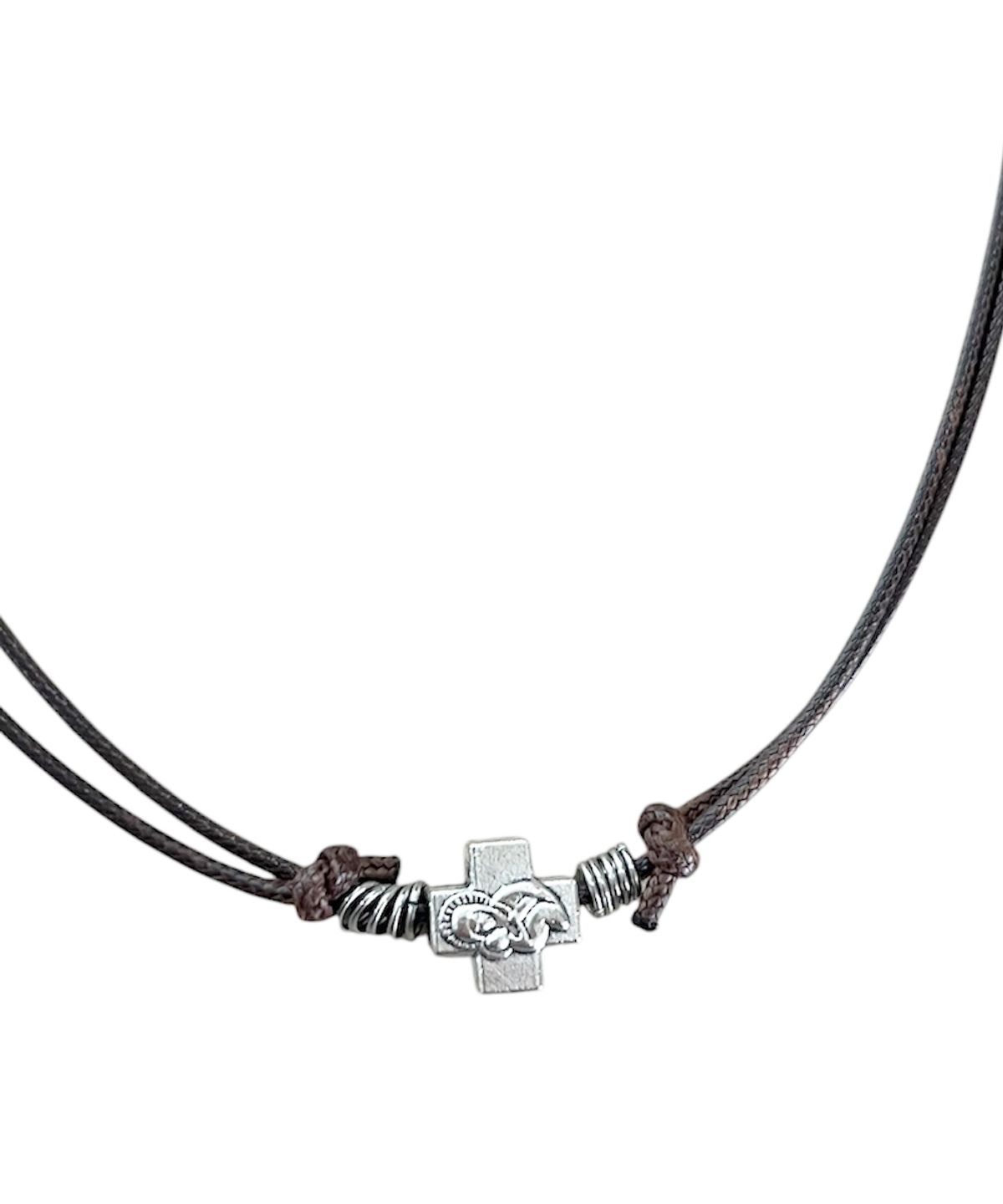 스케이터락(SK8ER ROCK) Void Cross String Necklace ((brown))