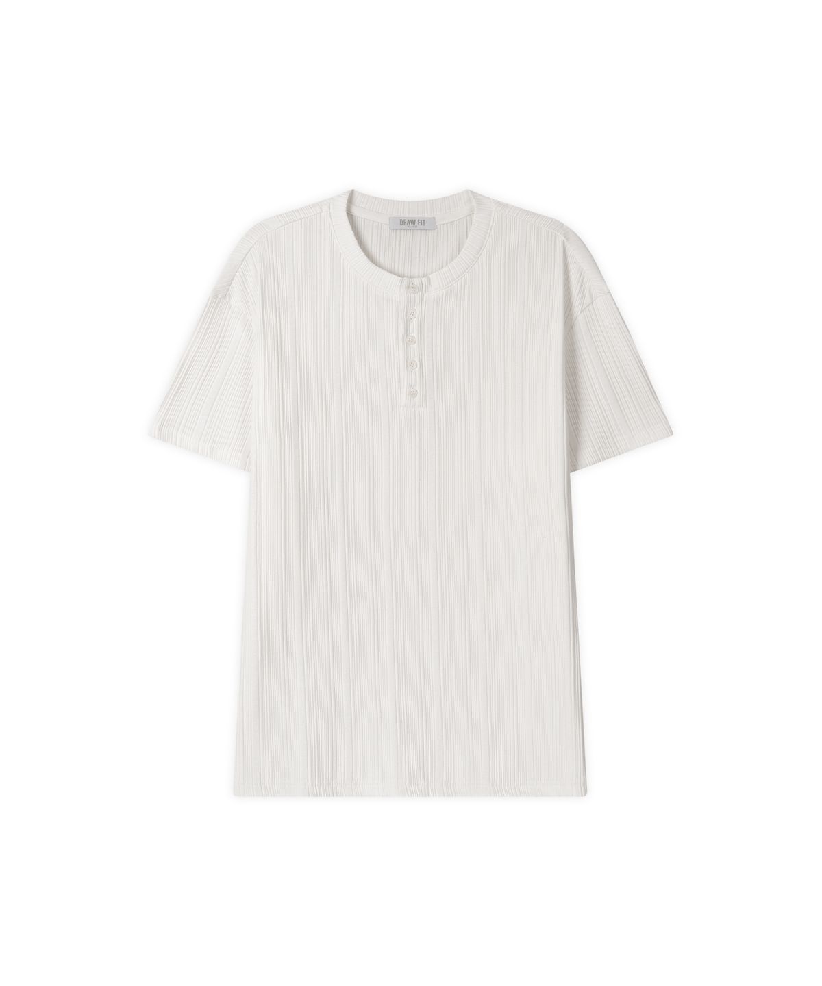 드로우핏(DRAW FIT) 파인 리브드 헨리넥 하프 티셔츠 [IVORY]