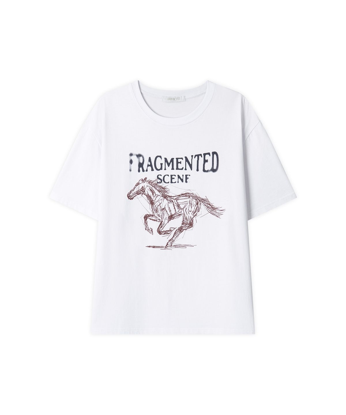 드로우핏(DRAW FIT) 프라그먼티드 스캔트 하프 티셔츠 [WHITE]