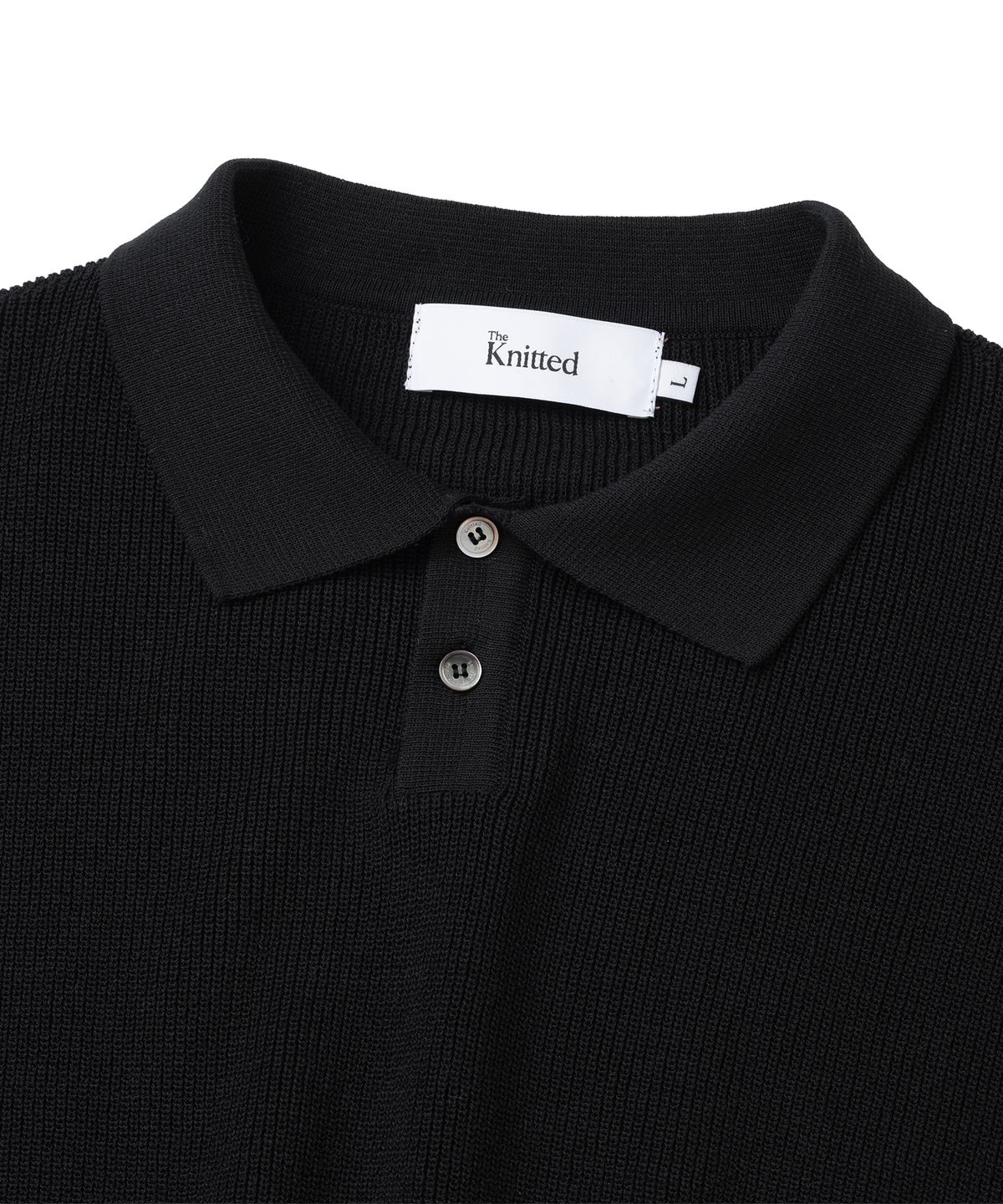 니티드(KNITTED) 쿨에버 PK 크롭 반팔 니트티 BLACK
