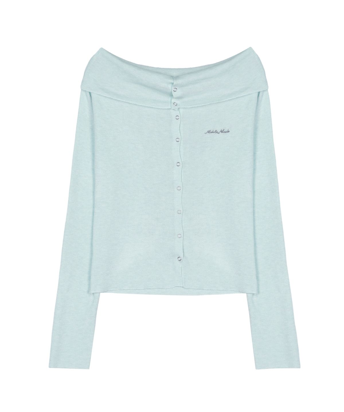 닉앤니콜(NICK&NICOLE) OFF SHOULDER BUTTON CARDIGAN_SKY BLUE