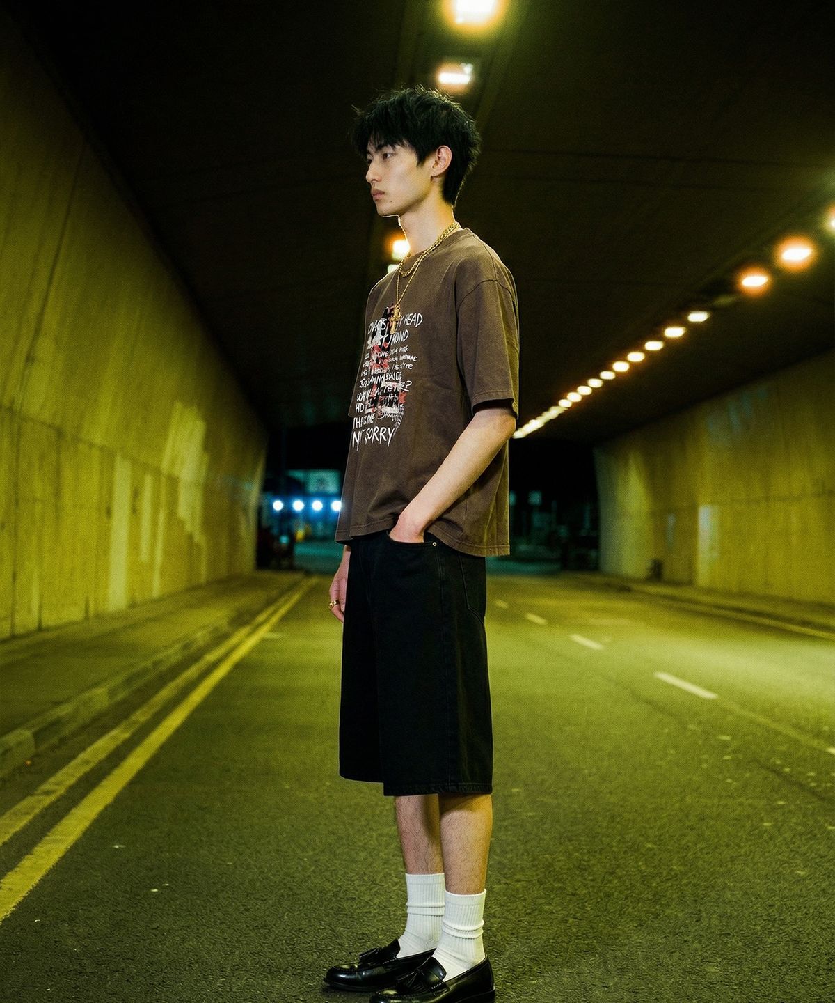 랑가주망(LENGAGEMENT) Not Sorry Salt Wash Crop Short Sleeve T-Shirt (Mocha)