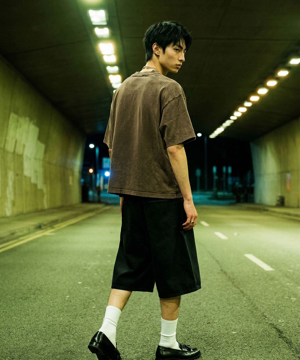 랑가주망(LENGAGEMENT) Not Sorry Salt Wash Crop Short Sleeve T-Shirt (Mocha)