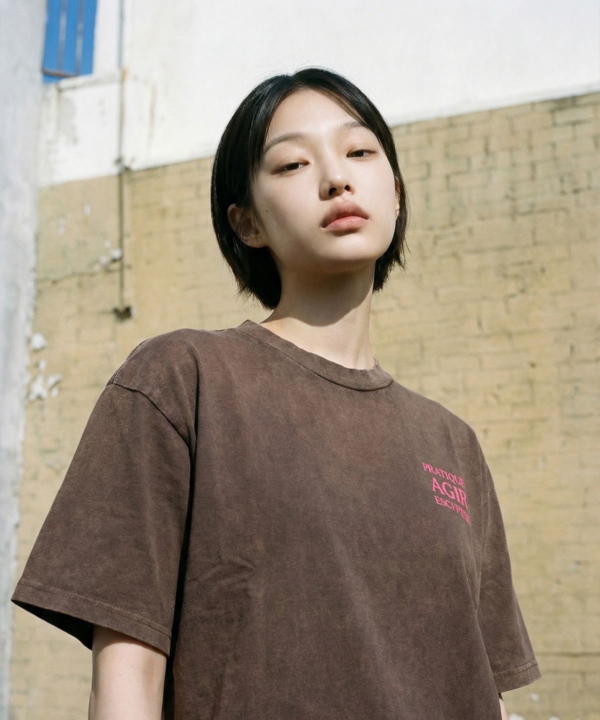 랑가주망(LENGAGEMENT) Agir Salt Wash Crop Short Sleeve T-Shirt (Mocha)
