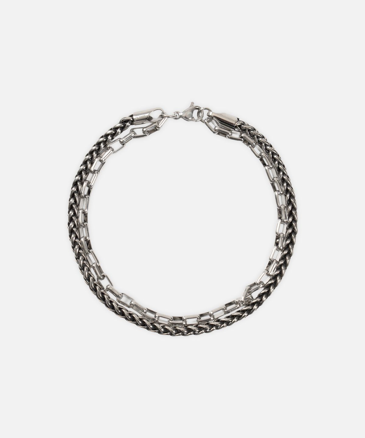 드로우핏(DRAW FIT) 더블 체인 레이어드 브레이슬릿 [SILVER]