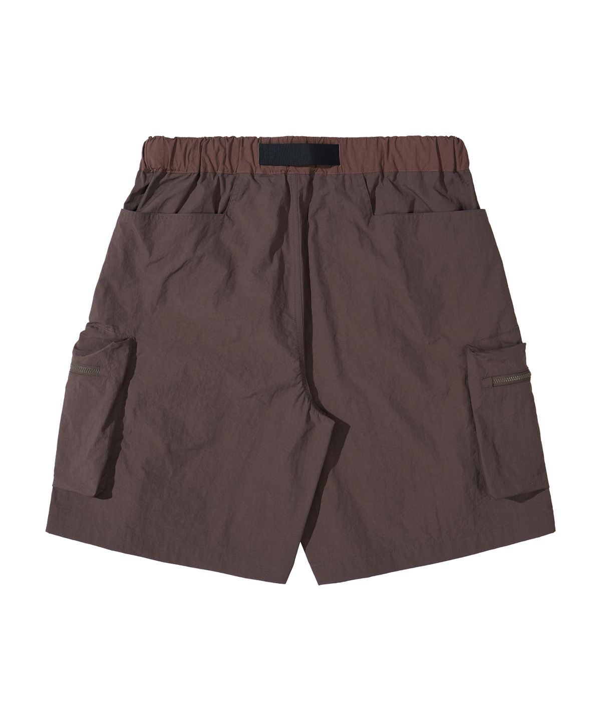 칼라파타르(KALAPATTHAR) NYLON BELTED BACK OUT POCKET CARGO POCKET SHORTS - BROWN