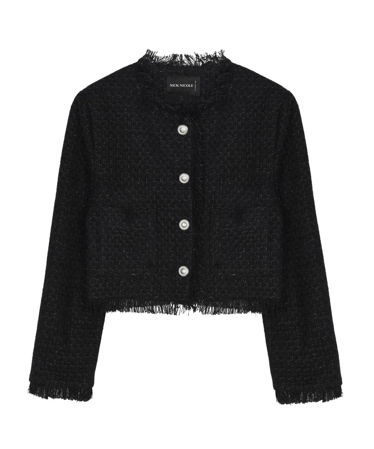 닉앤니콜(NICK&NICOLE) FRINGE TRIMMING TWEED JACKET_BLACK