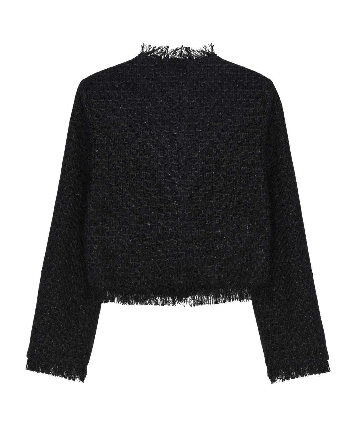 닉앤니콜(NICK&NICOLE) FRINGE TRIMMING TWEED JACKET_BLACK