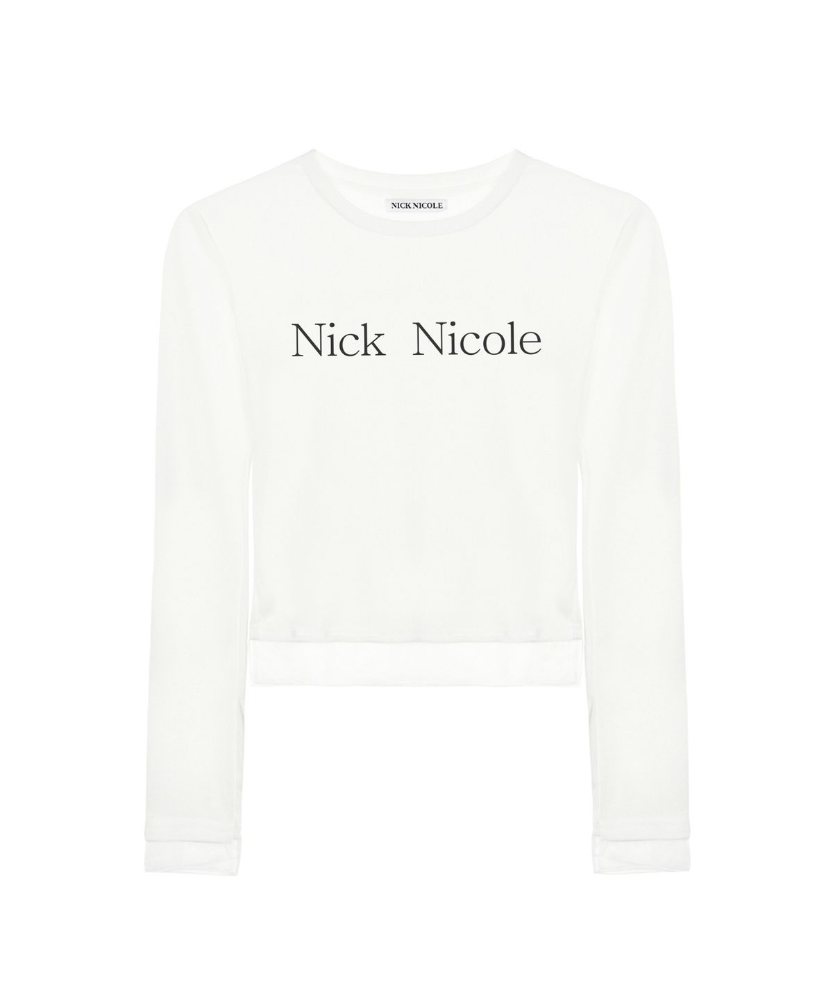 닉앤니콜(NICK&NICOLE) NICOLE SHEER LAYERED LOGO SLEEVE TOP_6 COLOR