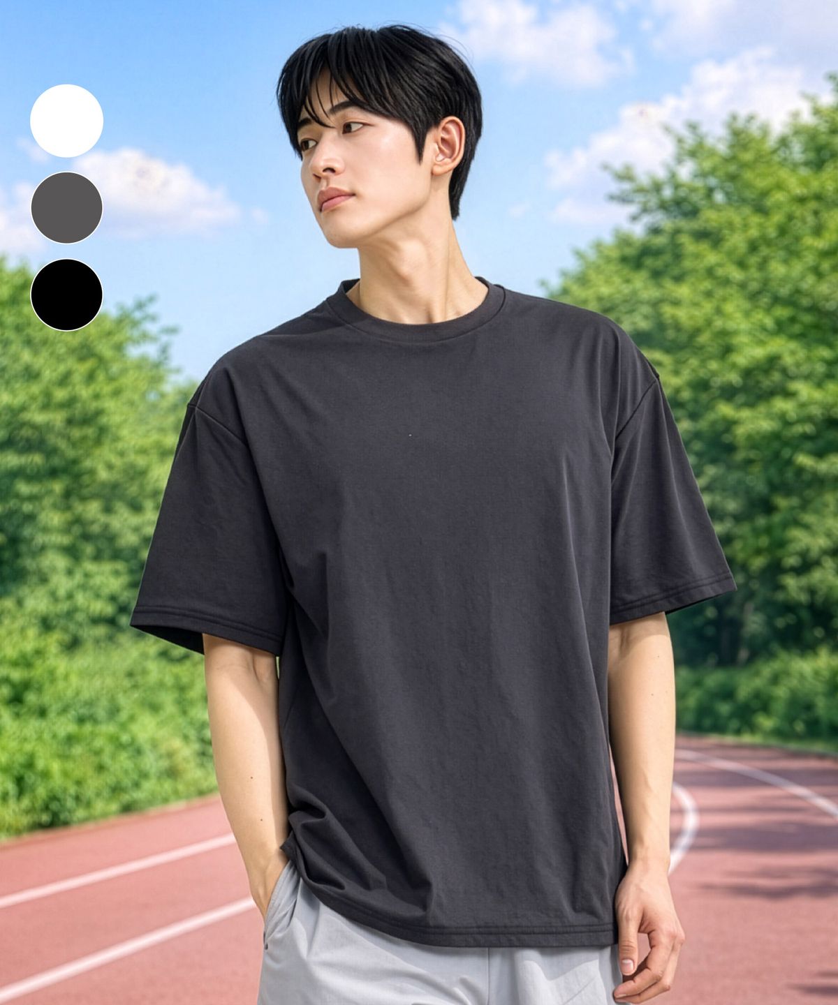 헤링본(HERRINGBONE) 남자 루즈핏 쿨 라이트 반팔 티셔츠 스포츠 헬스 러닝 (3color) / TJ110M