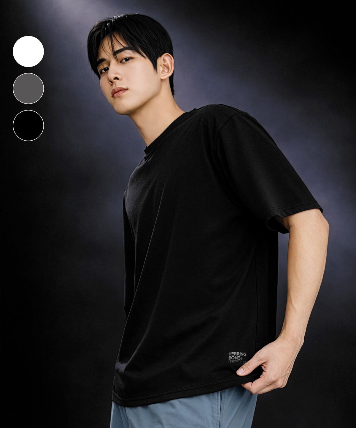 헤링본(HERRINGBONE) 남자 루즈핏 쿨 라이트 반팔 티셔츠 스포츠 헬스 러닝 (3color) / TJ110M