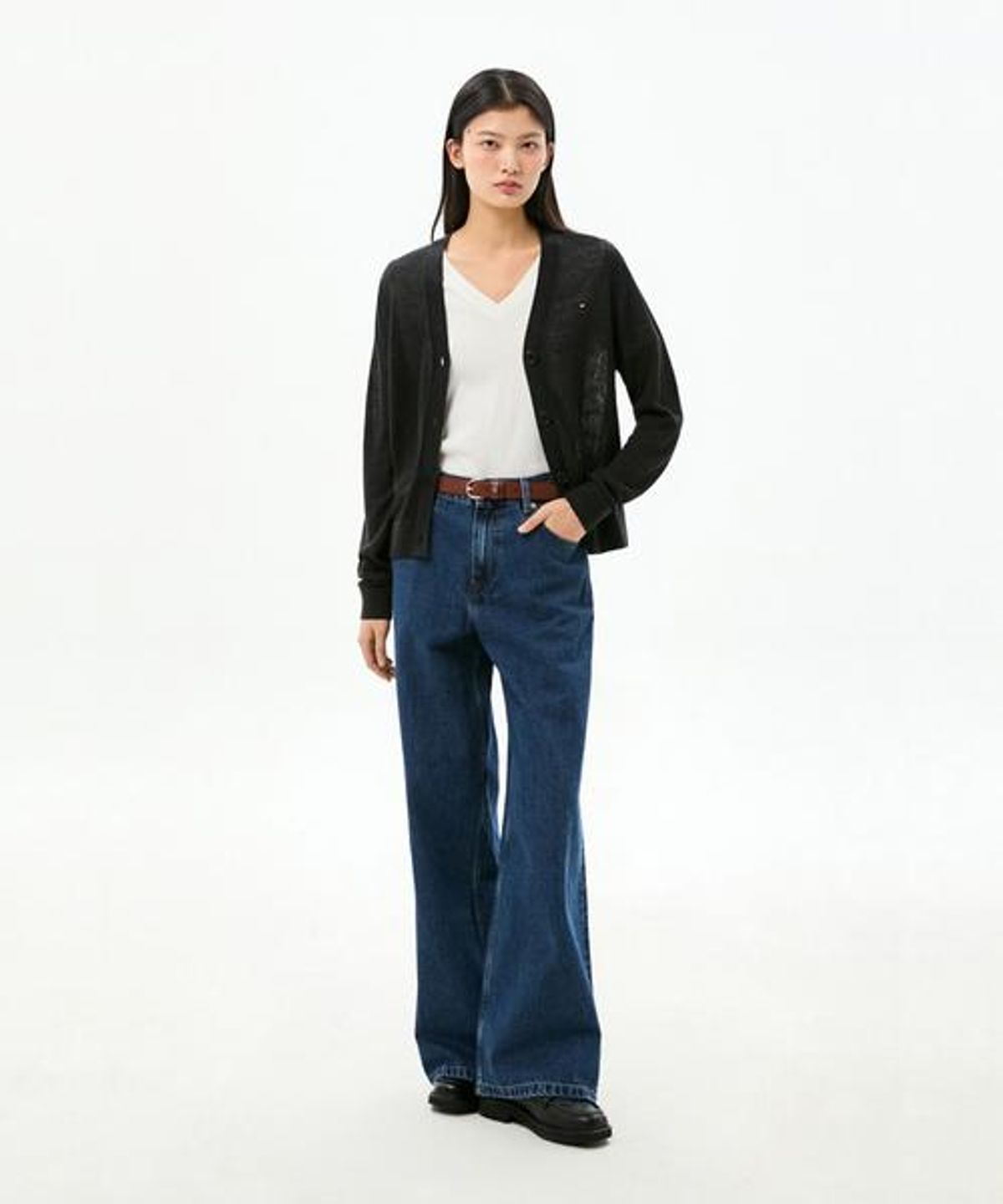 타미힐피거(TOMMY HILFIGER) 린넨 블렌드 브이넥 가디건