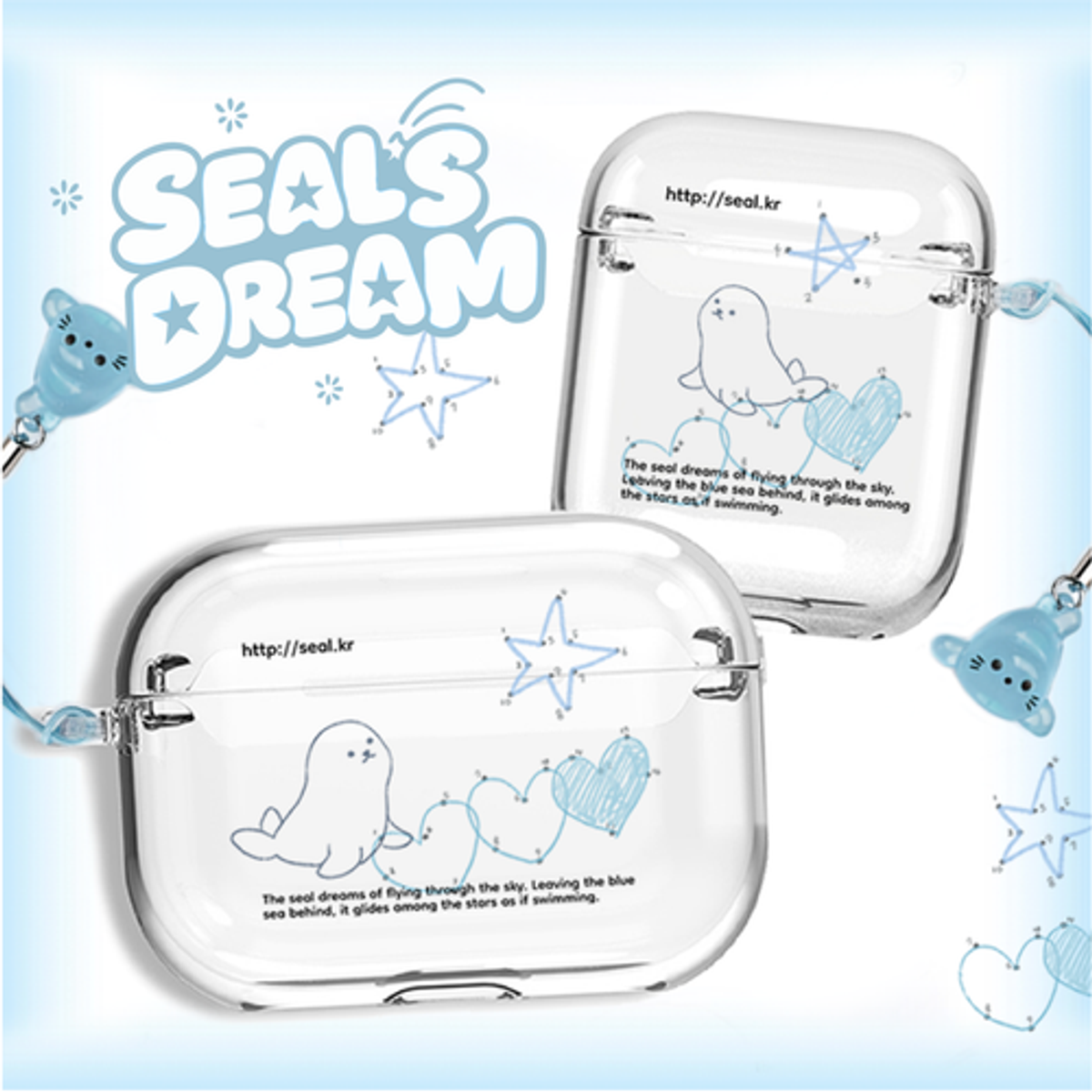 이레케이스앤굿즈(IRECASEGOODS) SEALS DREAM 에어팟 버즈 전기종 투명하드케이스