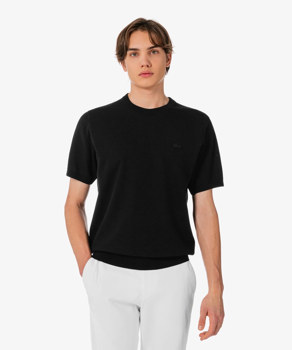 라코스테(LACOSTE) 남성 솔리드 반팔 크루넥 풀오버 AH324E-56G 031
