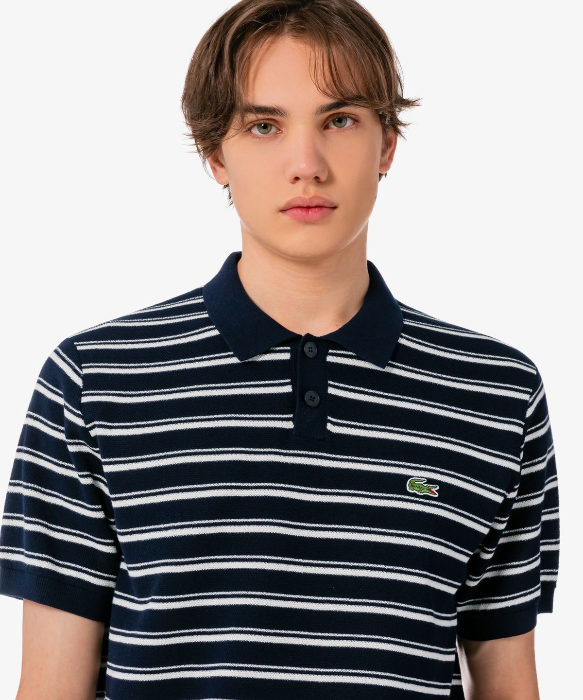 라코스테(LACOSTE) 남성 멀티 스트라이프 부클 믹스 반팔 스웨터 폴로 셔츠 PH578E-56G 166