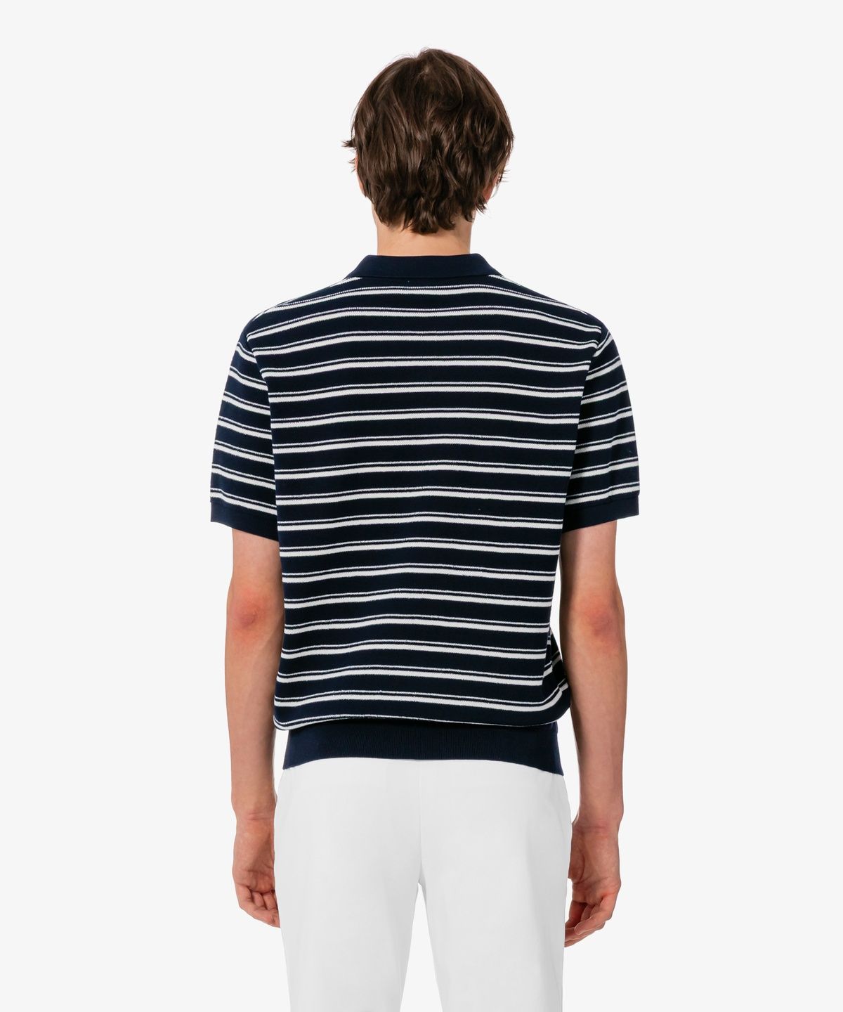 라코스테(LACOSTE) 남성 멀티 스트라이프 부클 믹스 반팔 스웨터 폴로 셔츠 PH578E-56G 166