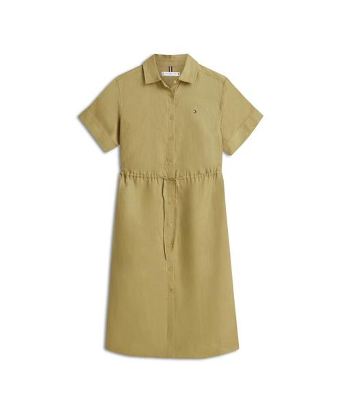타미힐피거(TOMMY HILFIGER) 린넨 셔츠 칼라 미디 드레스