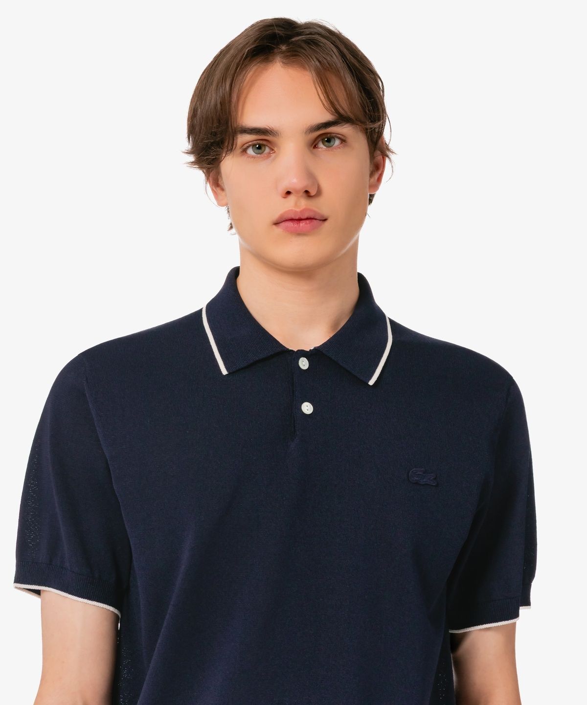 라코스테(LACOSTE) 남성 팁핑 페이퍼 반팔 스웨터 폴로 셔츠 PH744E-56G 166