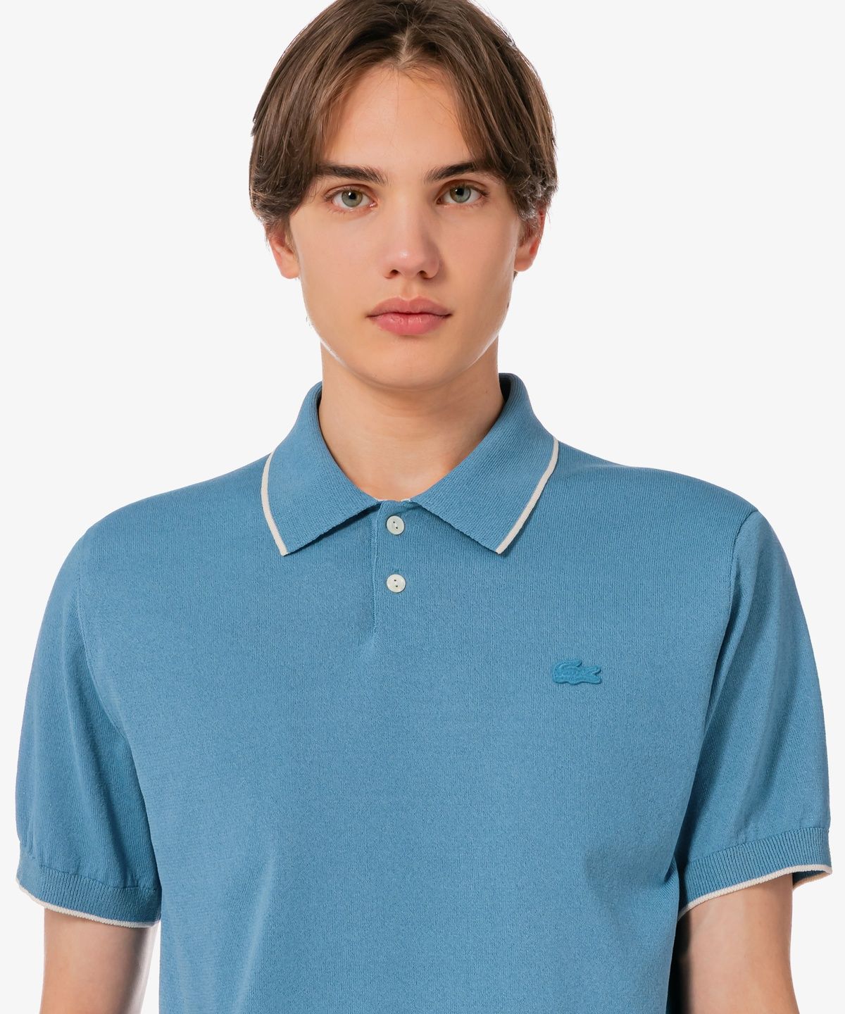 라코스테(LACOSTE) 남성 팁핑 페이퍼 반팔 스웨터 폴로 셔츠 PH744E-56G JBK