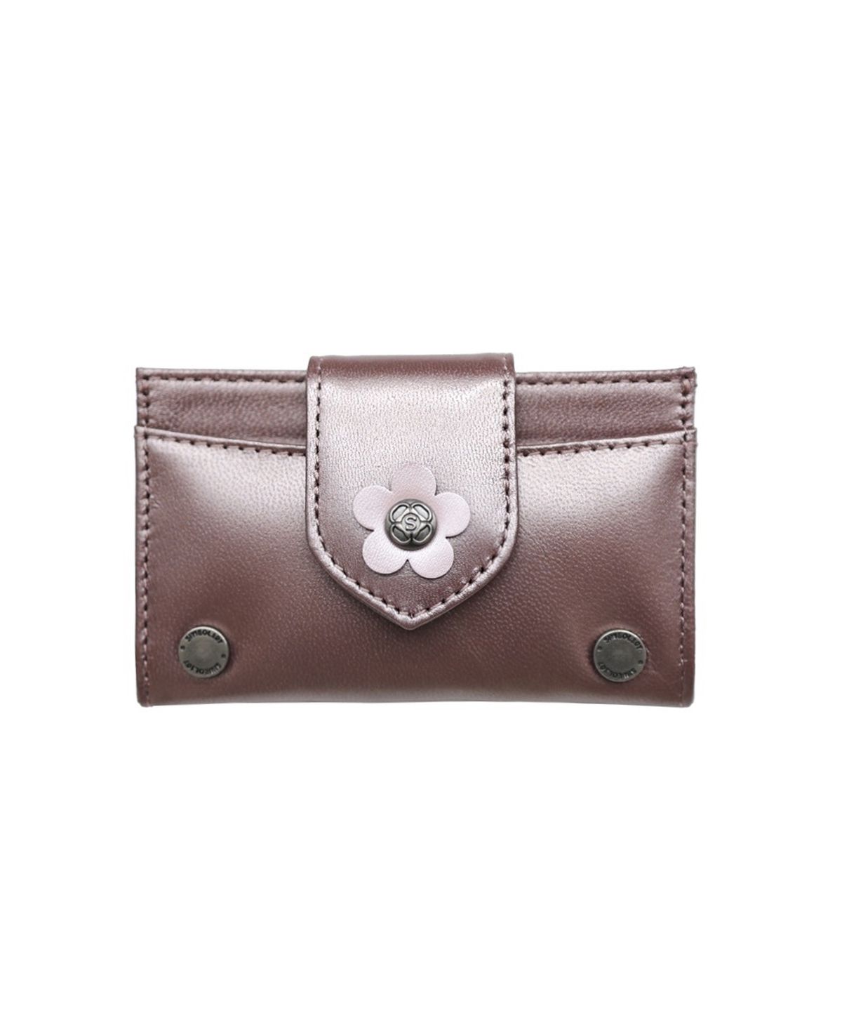 시월107(SIWL107) Fleur Card Wallet (Chrome Pink)