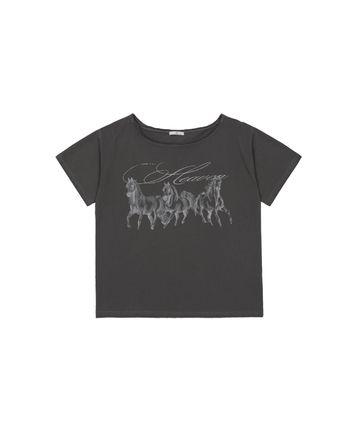 어니브(ANIV) LOW CUT OFF SHOULDER T-SHIRT CHARCOAL