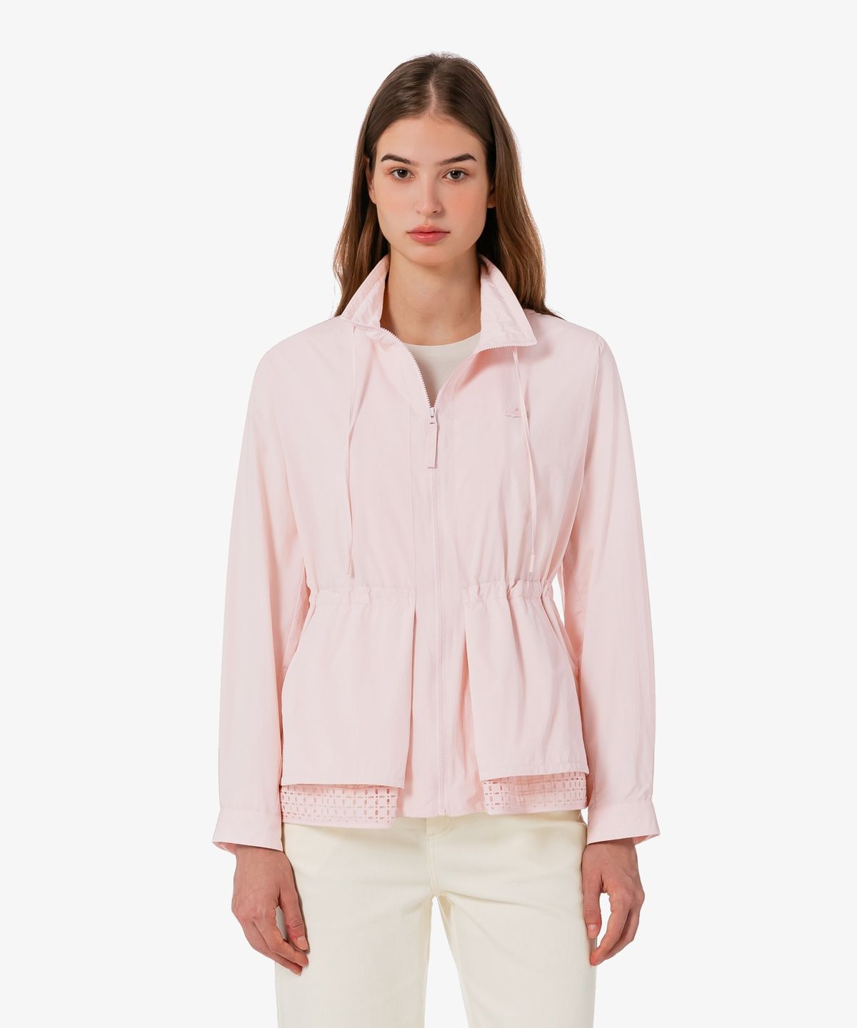 라코스테(LACOSTE) 여성 오픈워크 디테일 중기장 점퍼 BF715E-56G T03