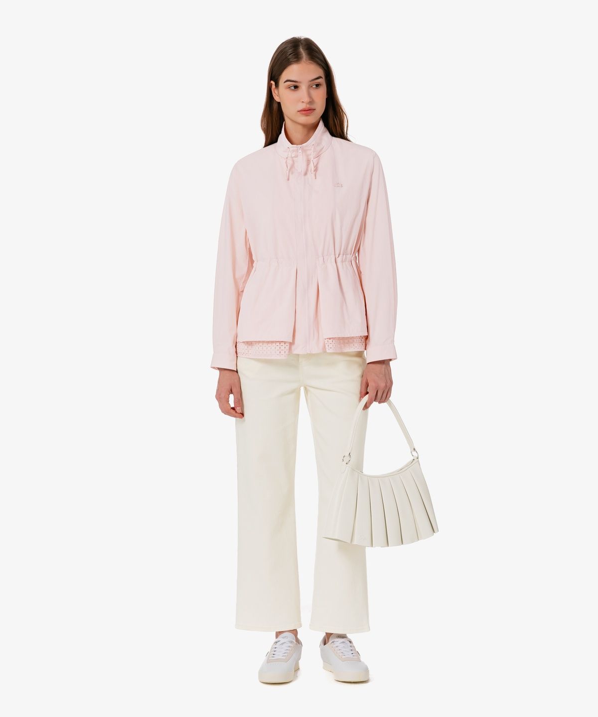 라코스테(LACOSTE) 여성 오픈워크 디테일 중기장 점퍼 BF715E-56G T03