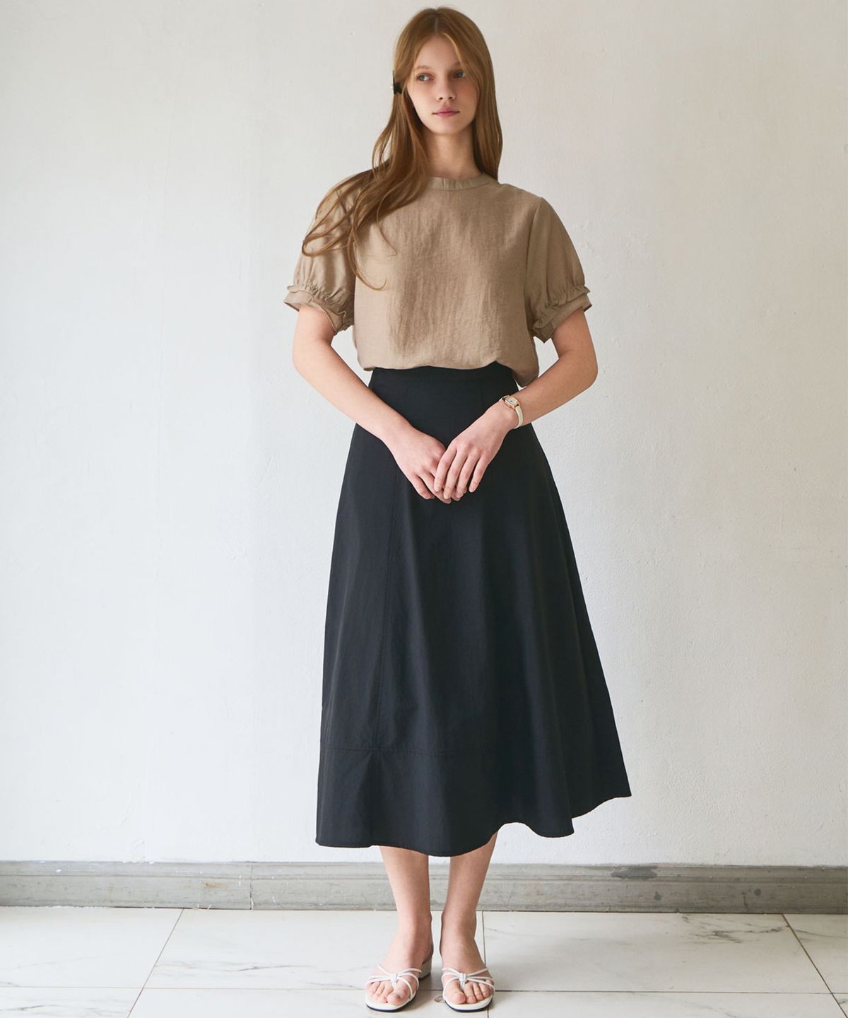 슬로우롤리(SLOWLOLLI) Form line long skirt_3 Colors