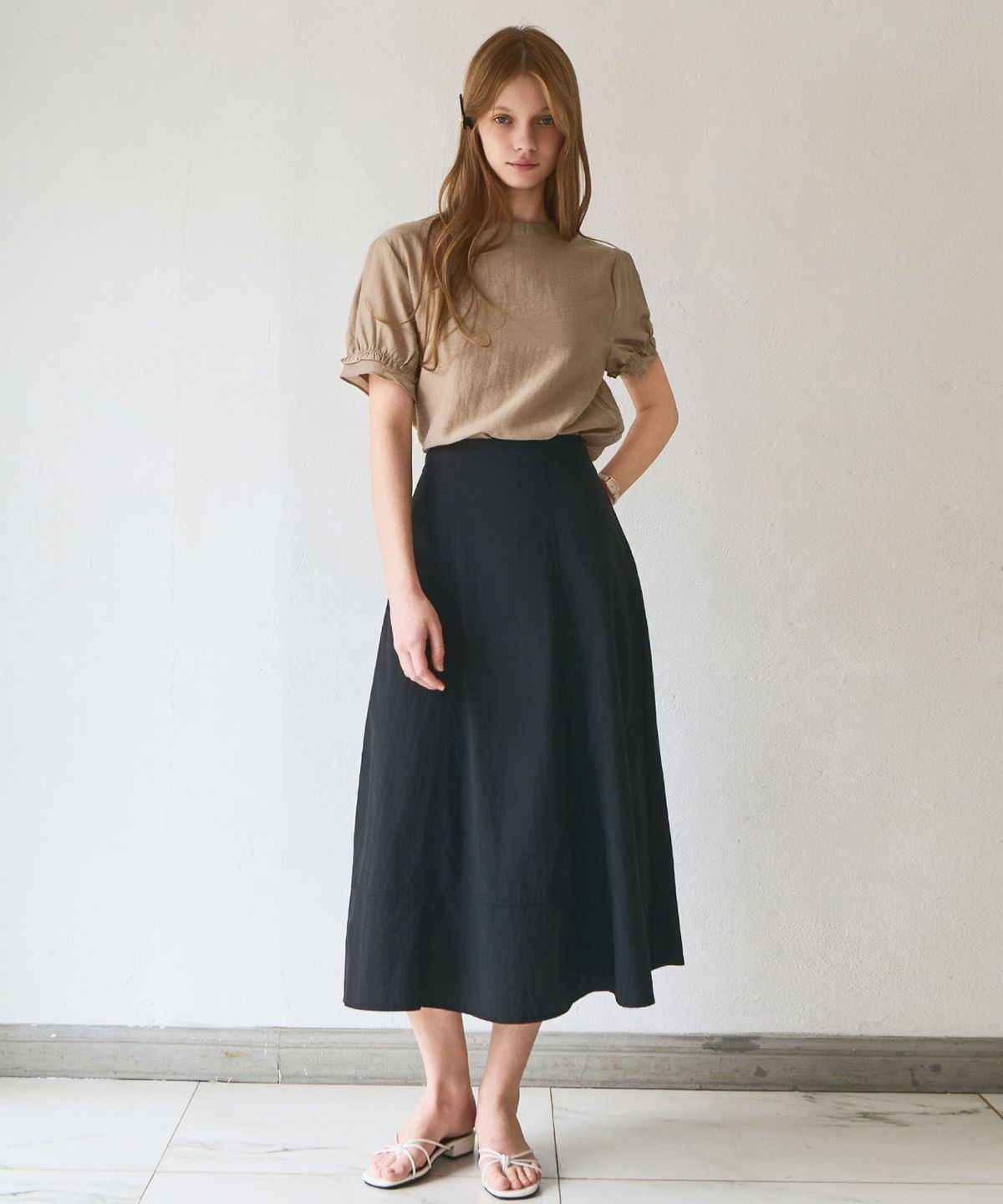 슬로우롤리(SLOWLOLLI) Form line long skirt_3 Colors