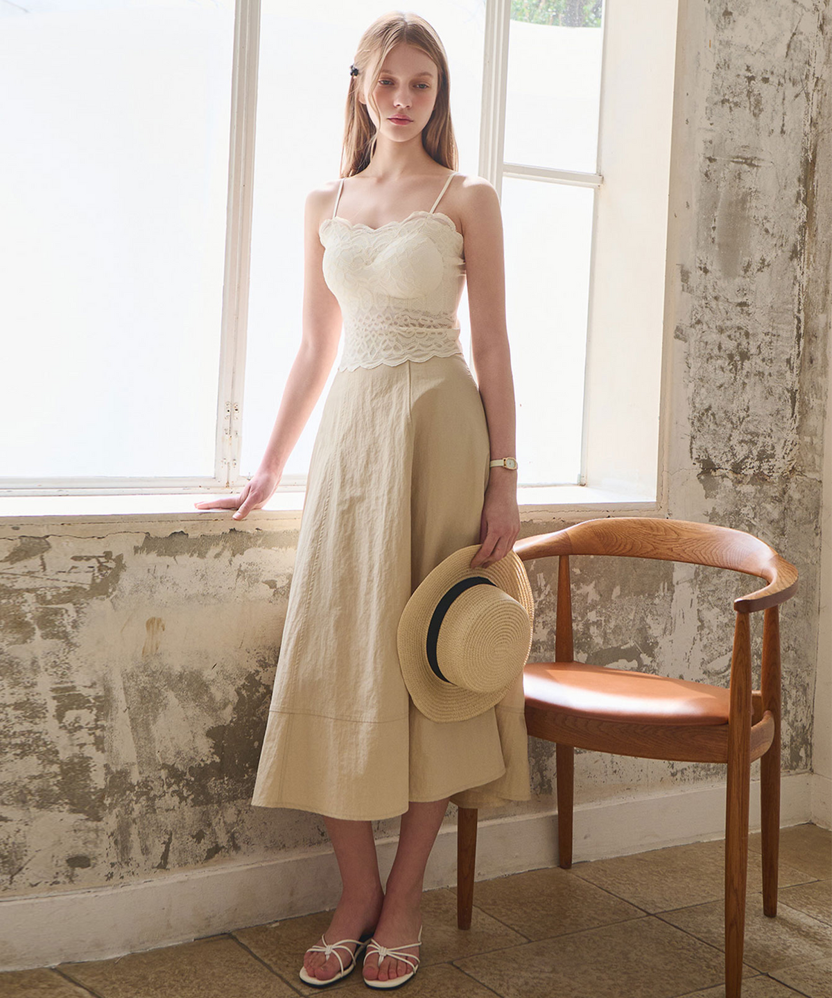 슬로우롤리(SLOWLOLLI) Form line long skirt_3 Colors