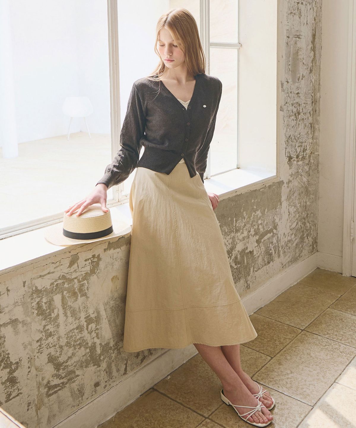 슬로우롤리(SLOWLOLLI) Form line long skirt_3 Colors