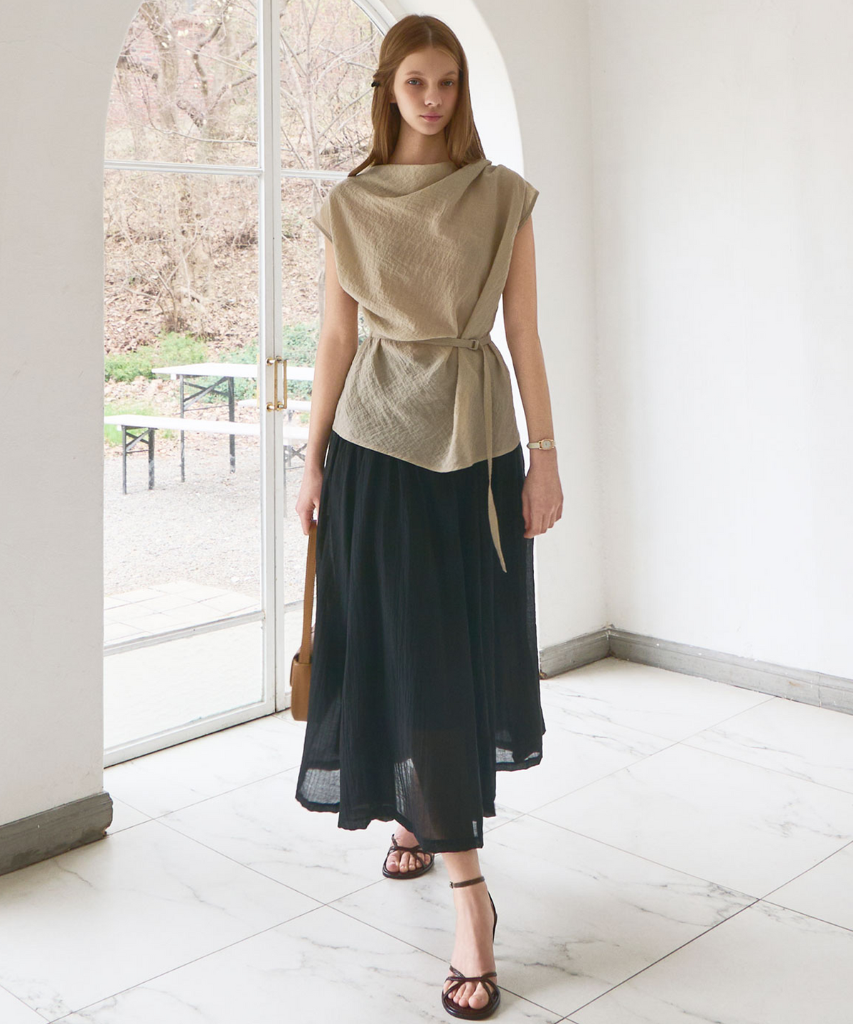 슬로우롤리(SLOWLOLLI) Air flow long skirt_2 Colors