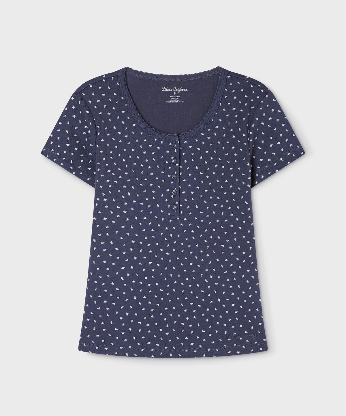 후아유(WHO.A.U) Eyelet Henry Neck T-shirt / WHRAG2532F