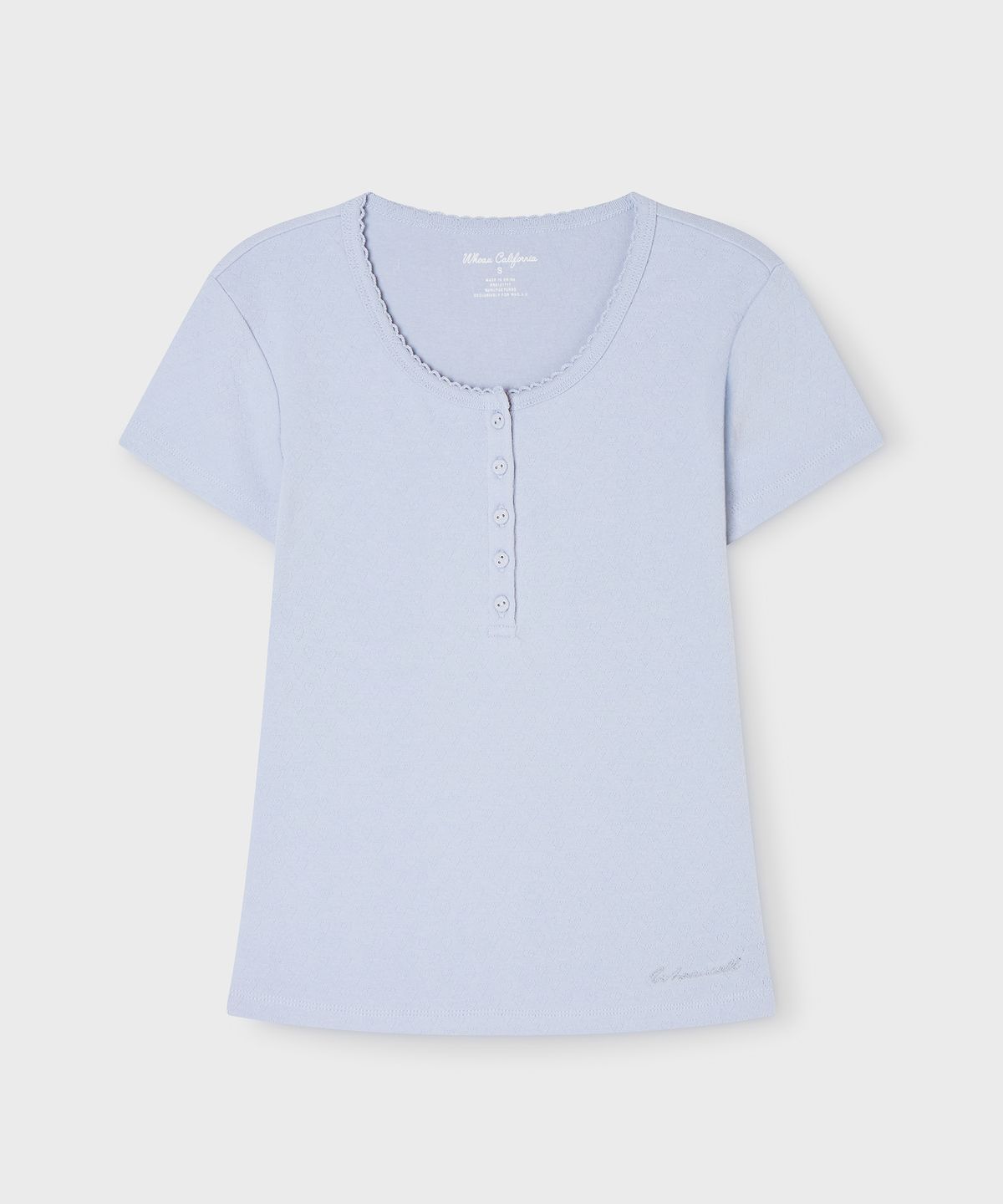 후아유(WHO.A.U) Eyelet Henry Neck T-shirt / WHRAG2532F