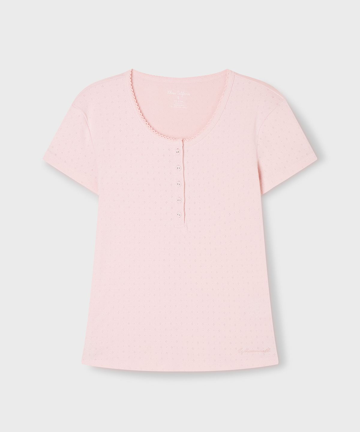 후아유(WHO.A.U) Eyelet Henry Neck T-shirt / WHRAG2532F