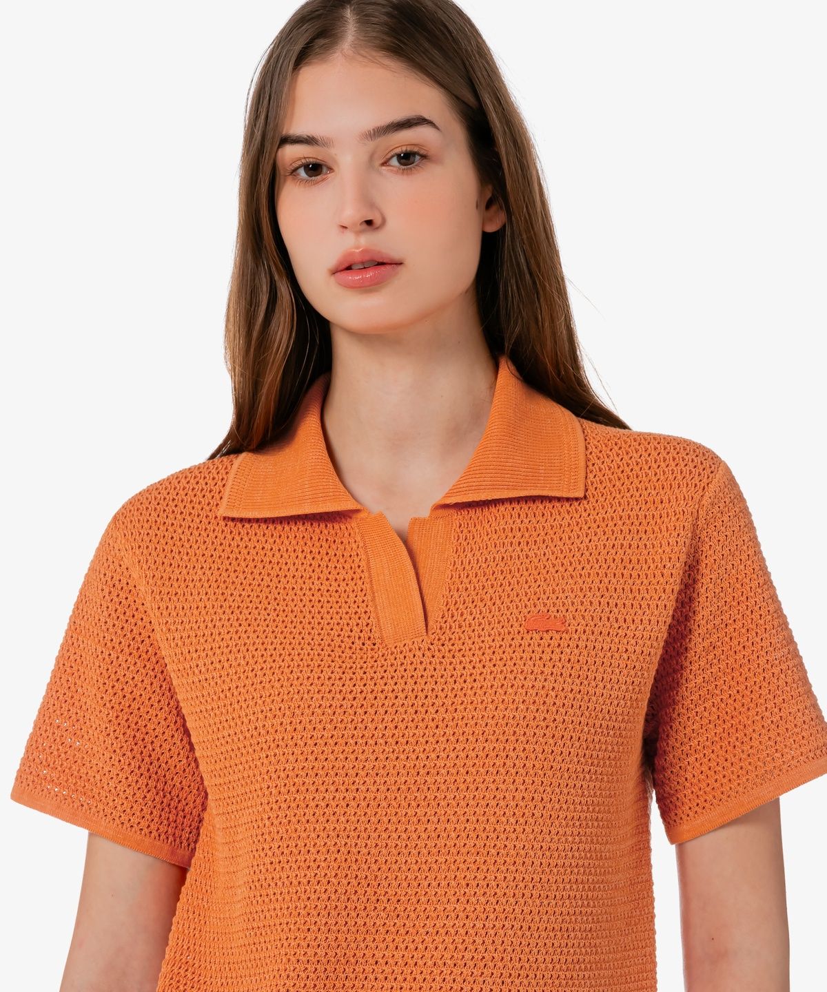 라코스테(LACOSTE) 여성 크로셰 스웨터 폴로 셔츠 PF615E-56G IY0