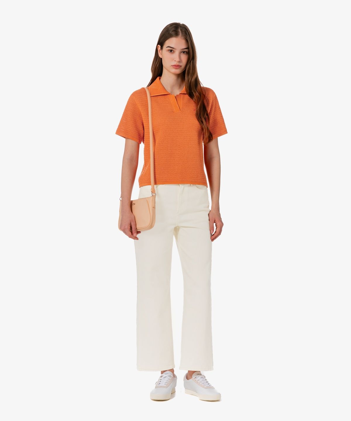 라코스테(LACOSTE) 여성 크로셰 스웨터 폴로 셔츠 PF615E-56G IY0