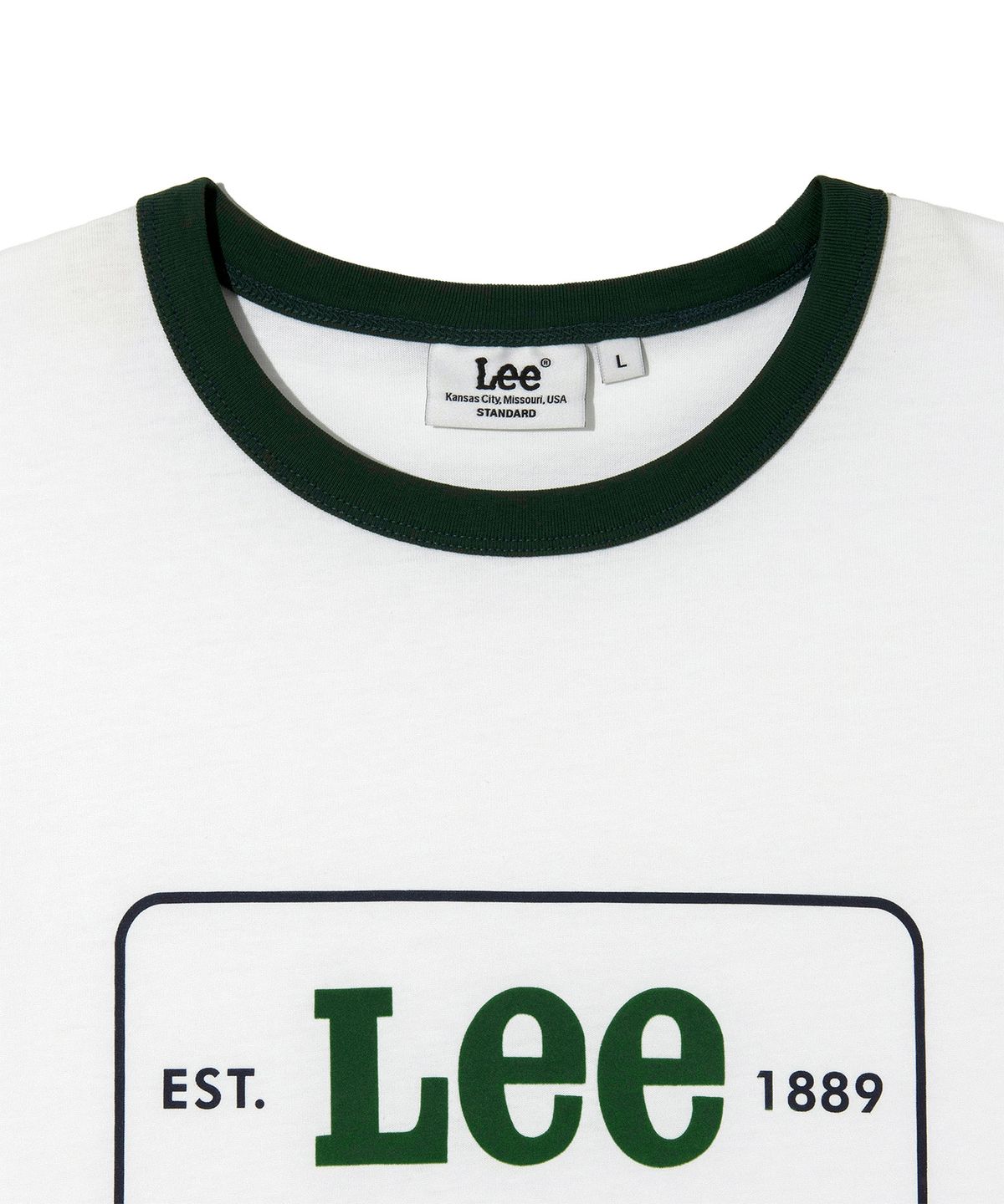리(LEE) 빈티지 로고 링거 반팔 티셔츠 화이트