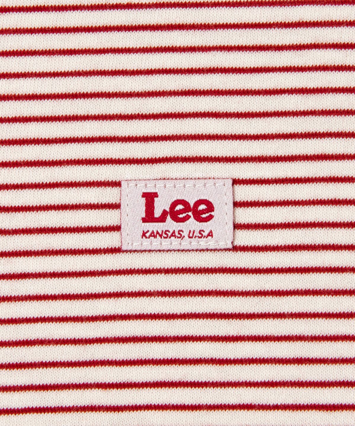 리(LEE) 스트라이프 라벨 반팔 티셔츠 레드